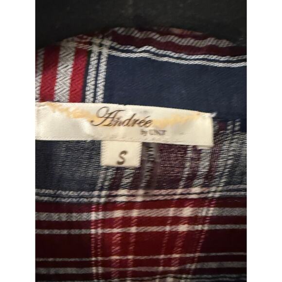 ANDREE BY UNIT Floral Plaid Embroidered Button Down Blouse Size S Mixed Media - Picture 2 of 6